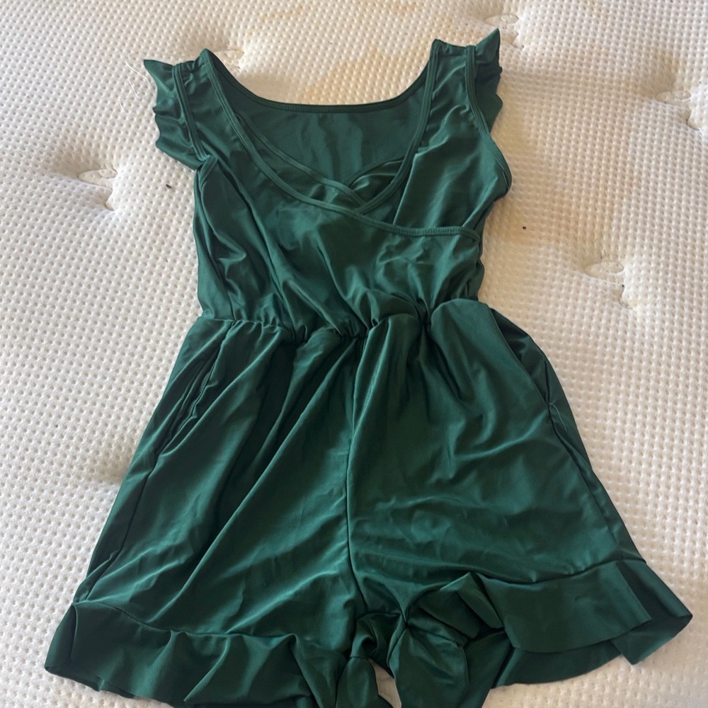 Emerald Ruffled Romper